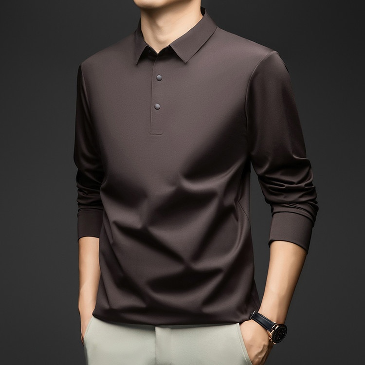 Men's Long-Sleeve Collared Polo Shirt