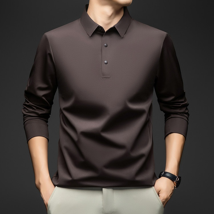 Men's Long-Sleeve Collared Polo Shirt