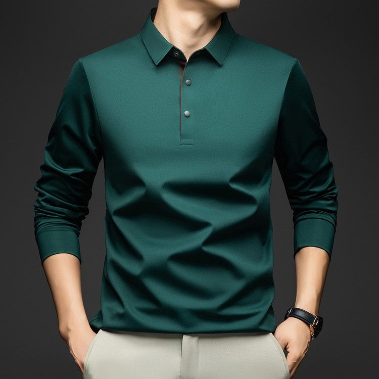 Men's Long-Sleeve Collared Polo Shirt
