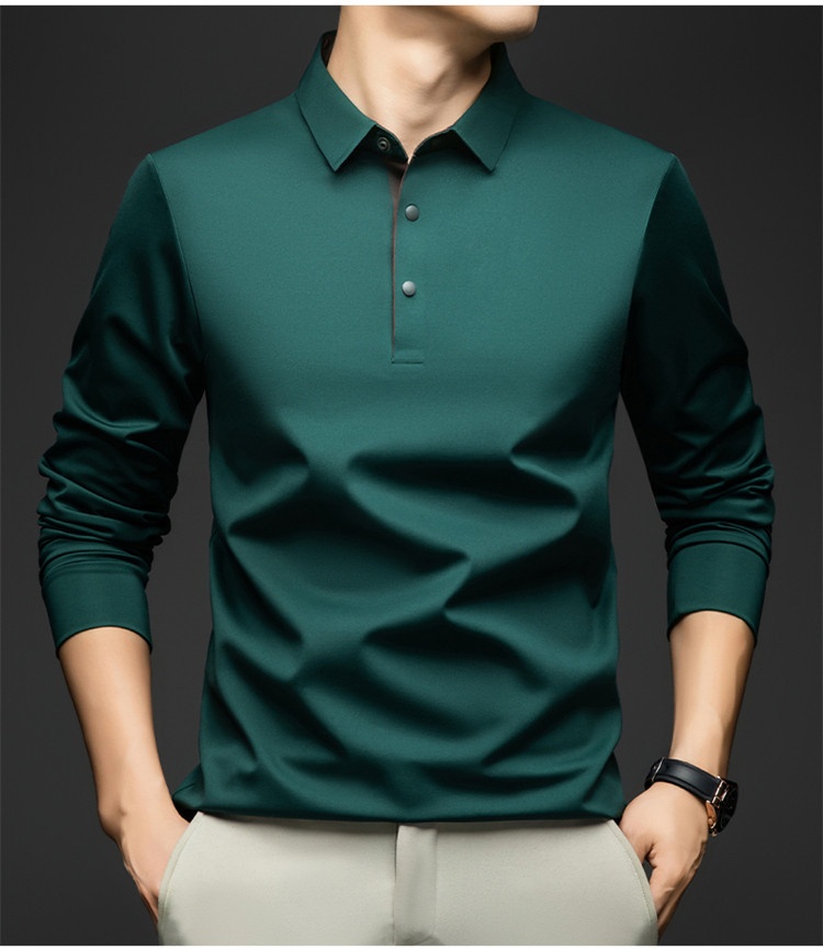 Men's Long-Sleeve Collared Polo Shirt