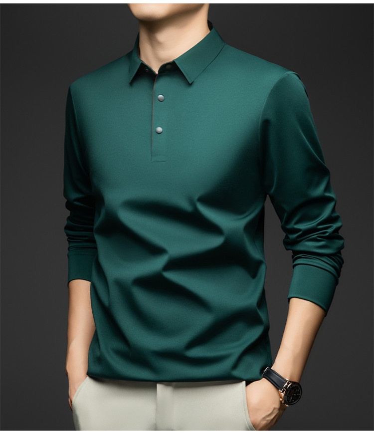 Men's Long-Sleeve Collared Polo Shirt