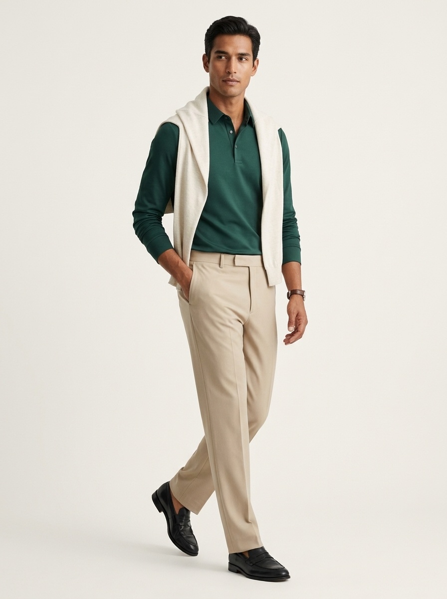 Men's Long-Sleeve Collared Polo Shirt