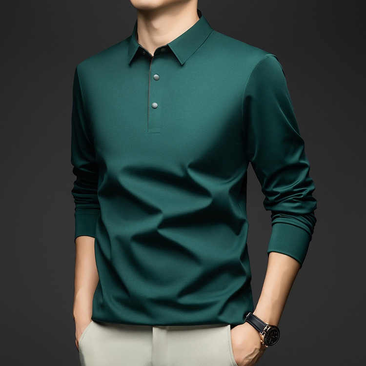 Men's Long-Sleeve Collared Polo Shirt
