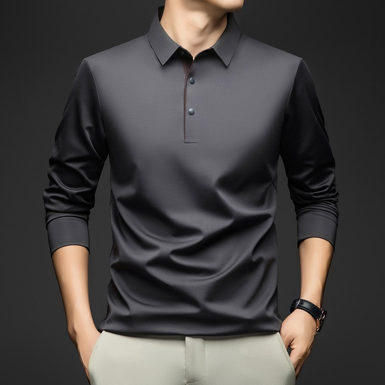 Men's Long-Sleeve Collared Polo Shirt