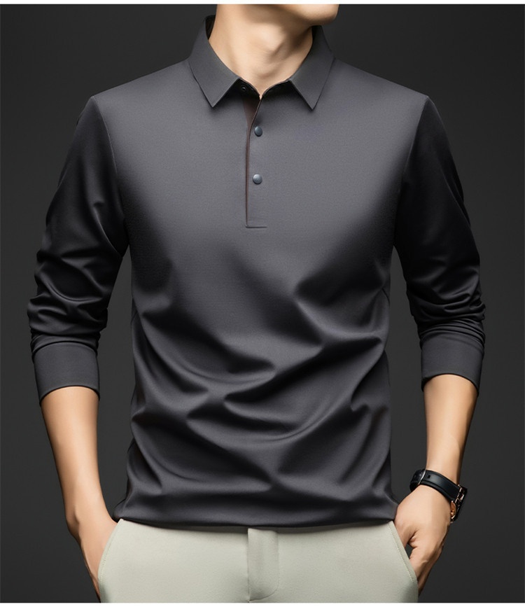 Men's Long-Sleeve Collared Polo Shirt