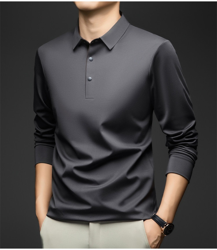 Men's Long-Sleeve Collared Polo Shirt