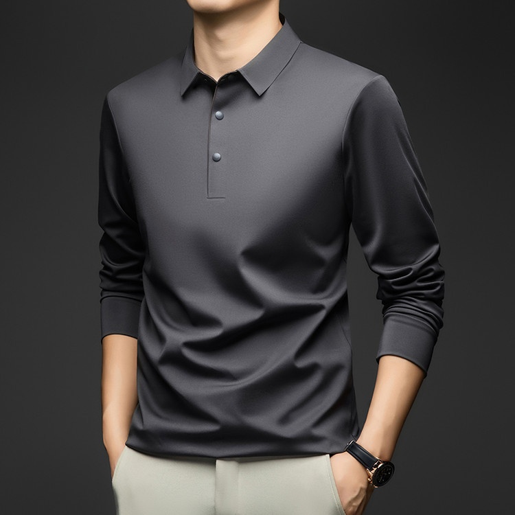 Men's Long-Sleeve Collared Polo Shirt