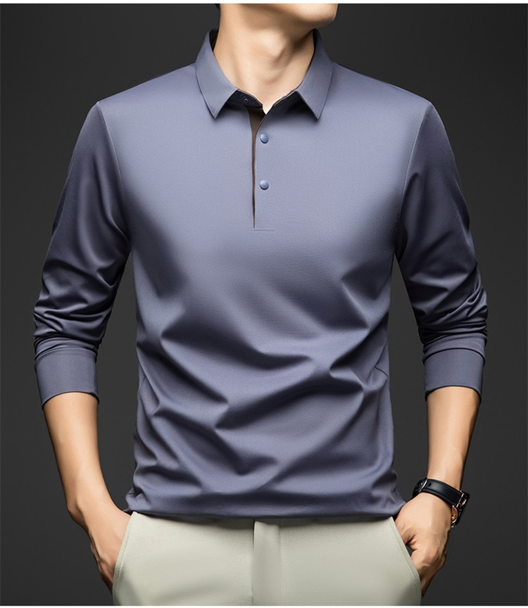 Men's Long-Sleeve Collared Polo Shirt