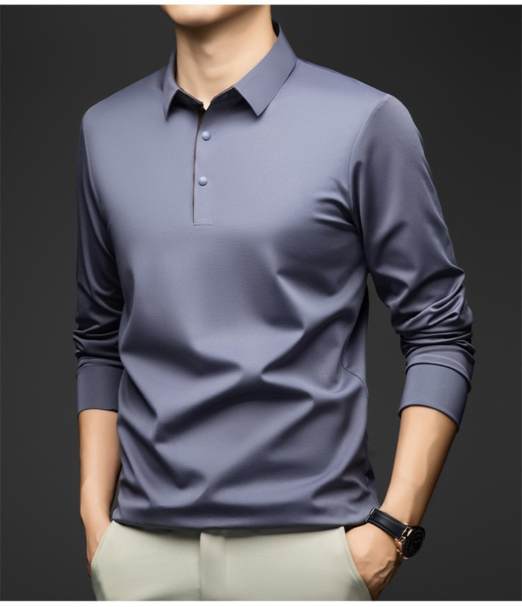 Men's Long-Sleeve Collared Polo Shirt