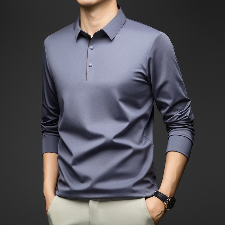 Men's Long-Sleeve Collared Polo Shirt