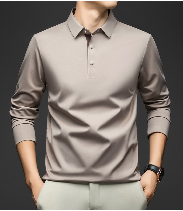 Men's Long-Sleeve Collared Polo Shirt