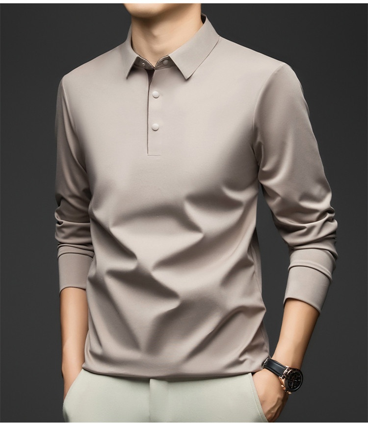 Men's Long-Sleeve Collared Polo Shirt