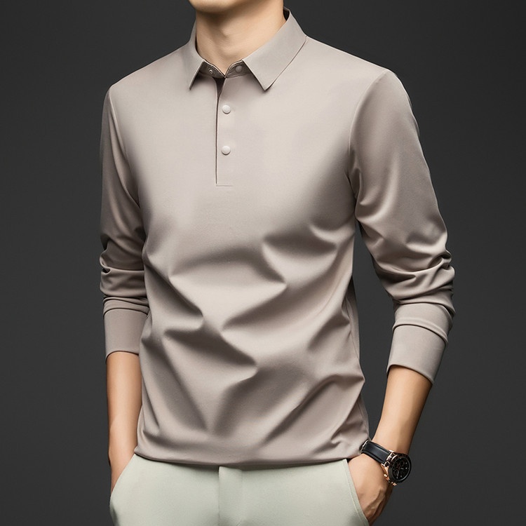 Men's Long-Sleeve Collared Polo Shirt