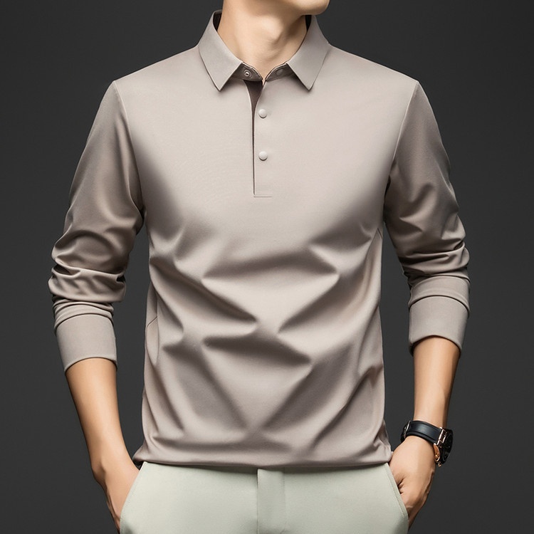 Men's Long-Sleeve Collared Polo Shirt