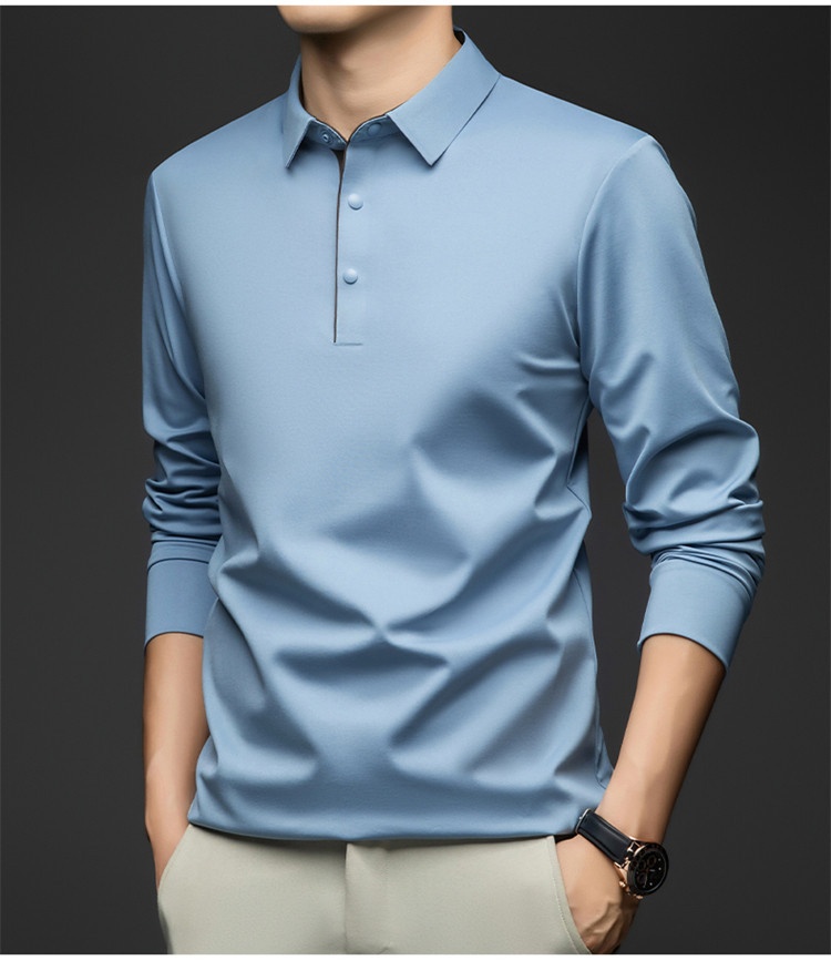 Men's Long-Sleeve Collared Polo Shirt