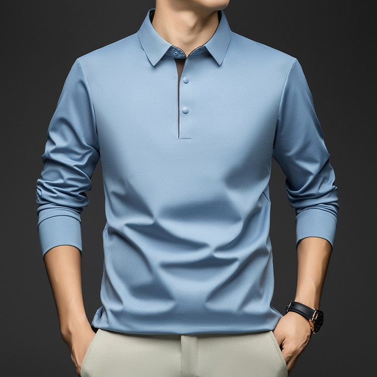 Men's Long-Sleeve Collared Polo Shirt