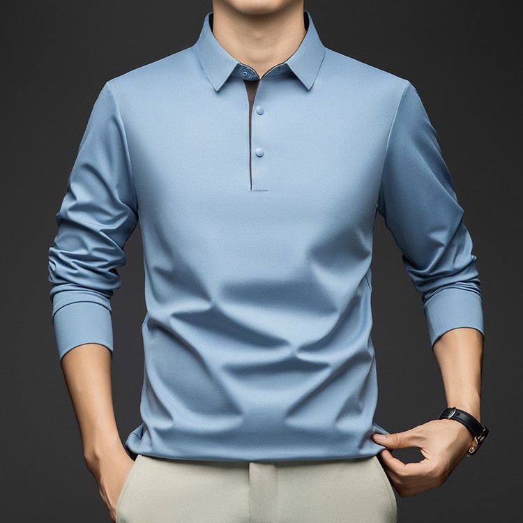 Men's Long-Sleeve Collared Polo Shirt