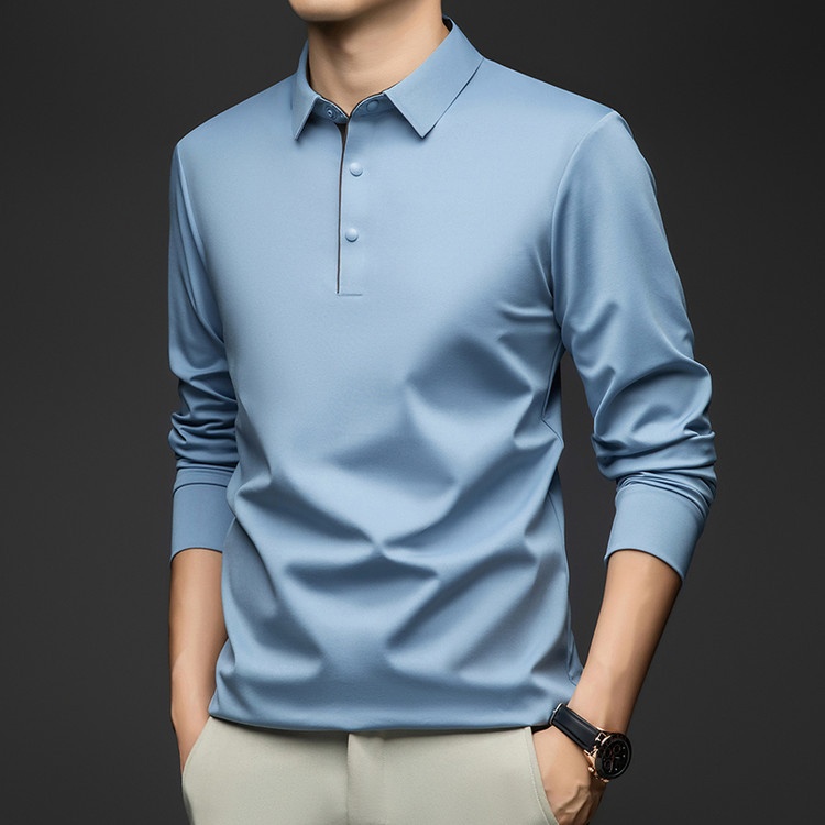 Men's Long-Sleeve Collared Polo Shirt