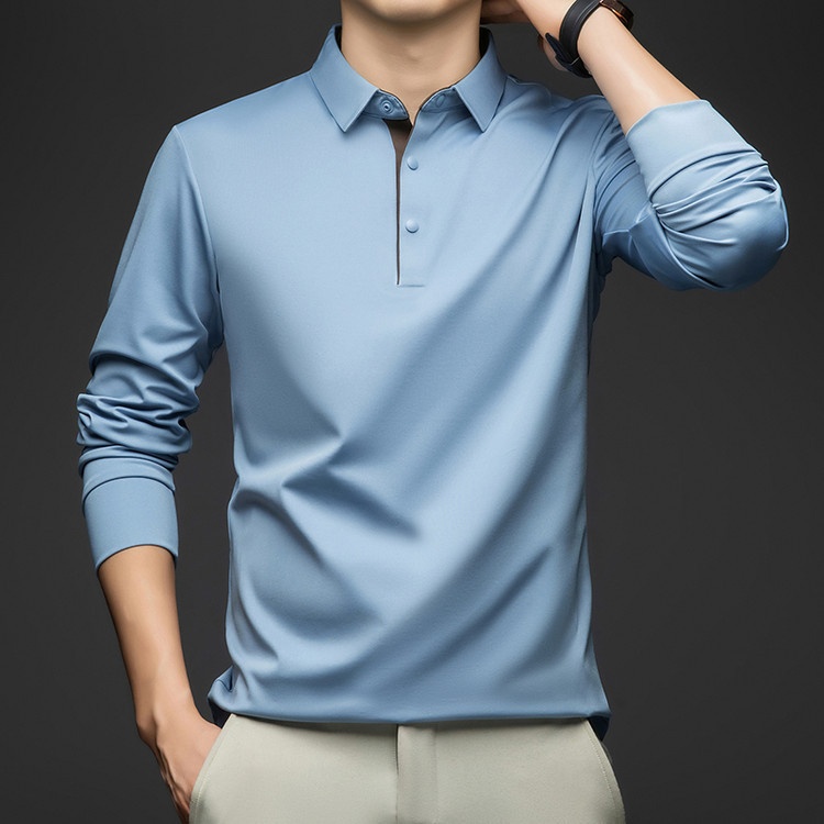 Men's Long-Sleeve Collared Polo Shirt