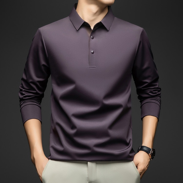 Men's Long-Sleeve Collared Polo Shirt