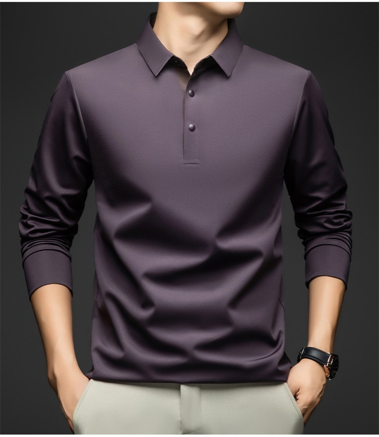 Men's Long-Sleeve Collared Polo Shirt