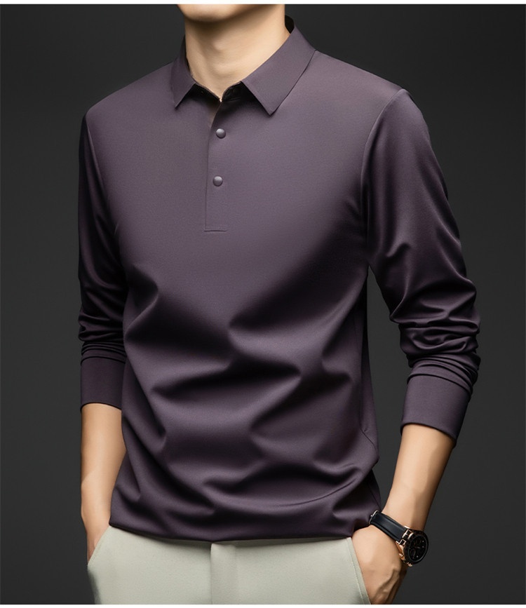Men's Long-Sleeve Collared Polo Shirt