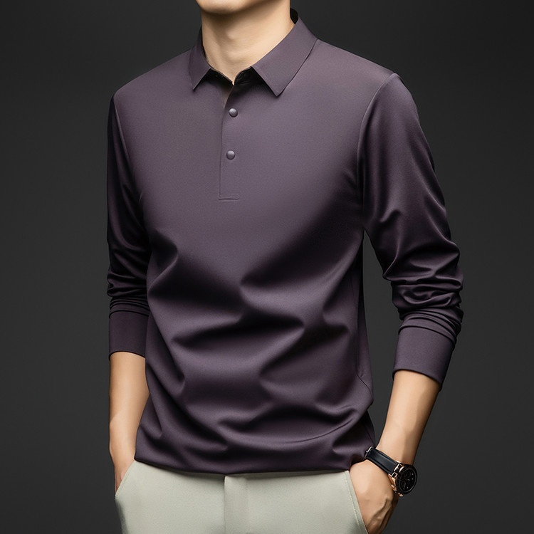 Men's Long-Sleeve Collared Polo Shirt