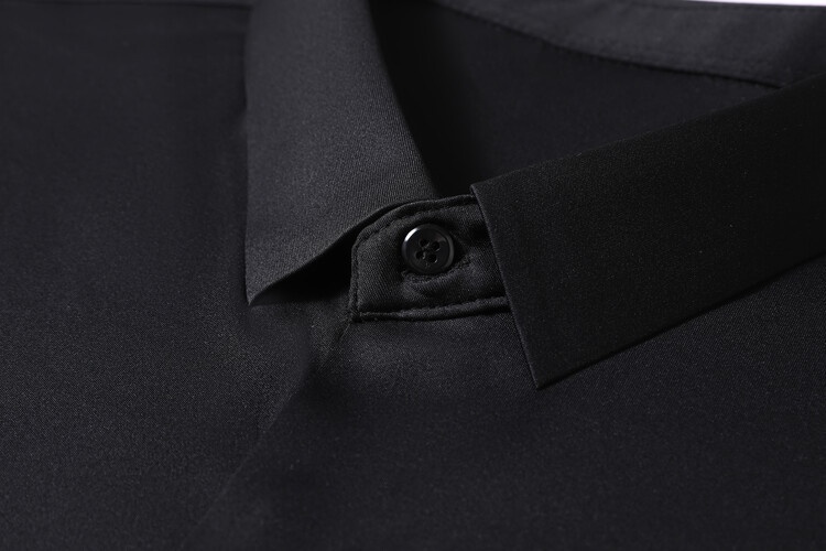 Men's Solid Long Sleeve Hidden Placket Dress Shirt