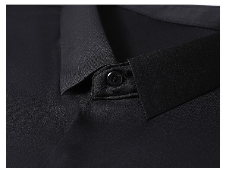 Men's Solid Long Sleeve Hidden Placket Dress Shirt