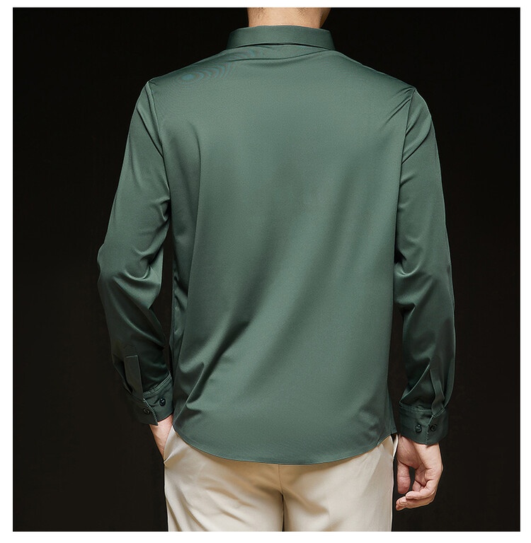 Men's Solid Long Sleeve Hidden Placket Dress Shirt