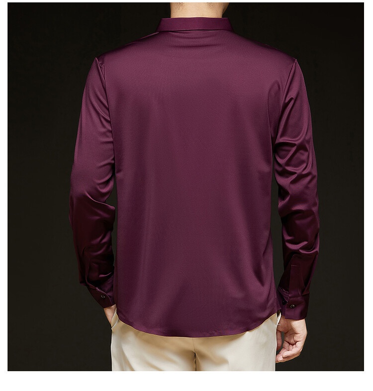 Men's Solid Long Sleeve Hidden Placket Dress Shirt