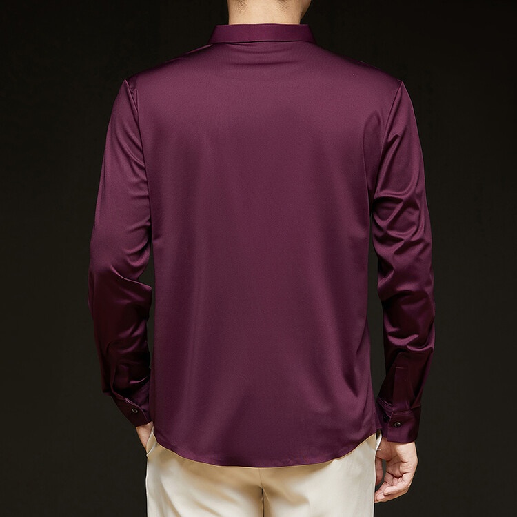 Men's Solid Long Sleeve Hidden Placket Dress Shirt