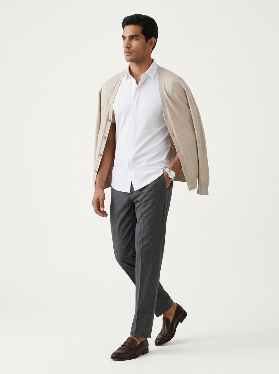 Men's Short Sleeve Hidden Placket Collared Shirt