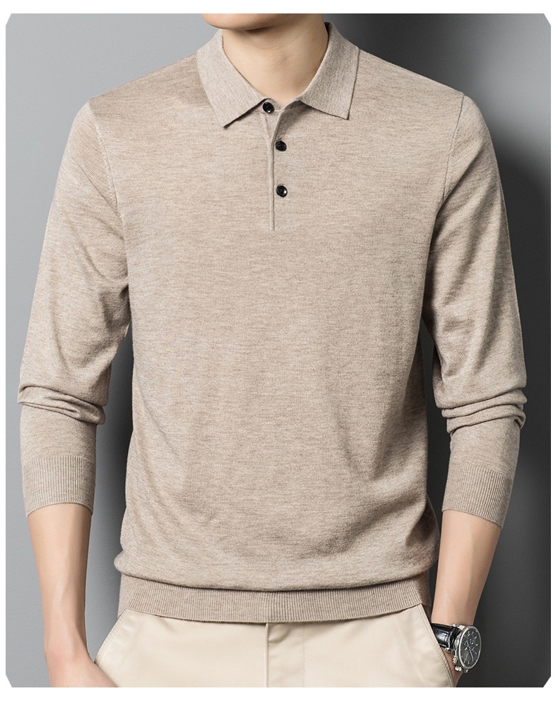 Men's Long Sleeve Knit Polo Sweater