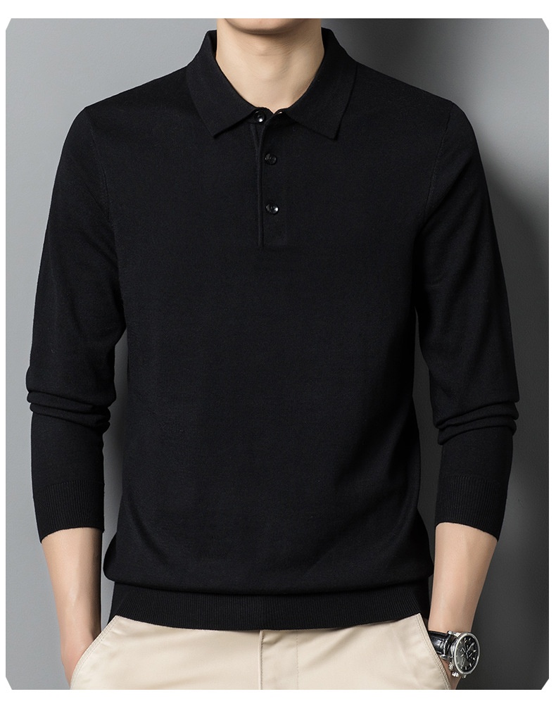 Men's Long Sleeve Knit Polo Sweater