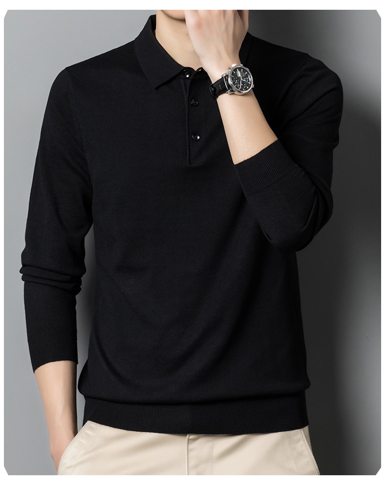 Men's Long Sleeve Knit Polo Sweater