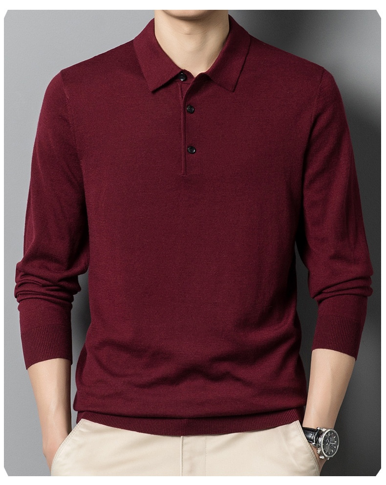 Men's Long Sleeve Knit Polo Sweater