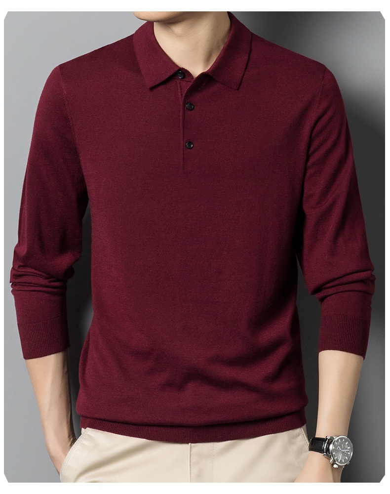 Men's Long Sleeve Knit Polo Sweater
