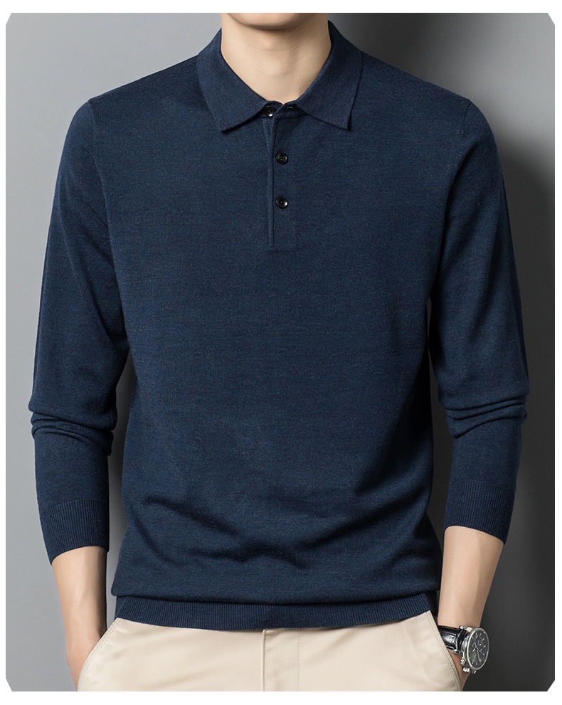 Men's Long Sleeve Knit Polo Sweater