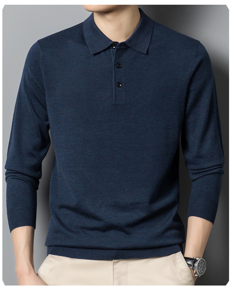 Men's Long Sleeve Knit Polo Sweater
