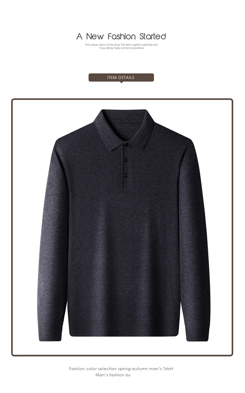Men's Long Sleeve Knit Polo Sweater