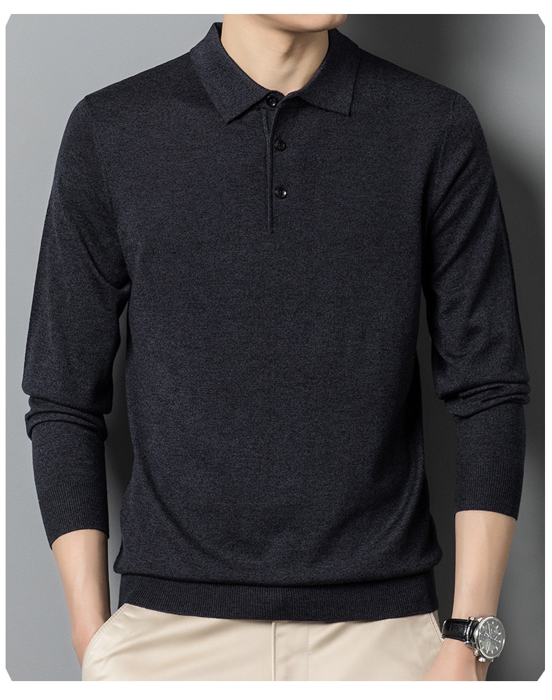 Men's Long Sleeve Knit Polo Sweater