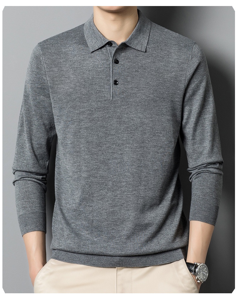 Men's Long Sleeve Knit Polo Sweater