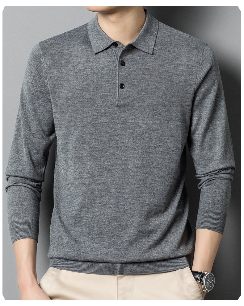 Men's Long Sleeve Knit Polo Sweater