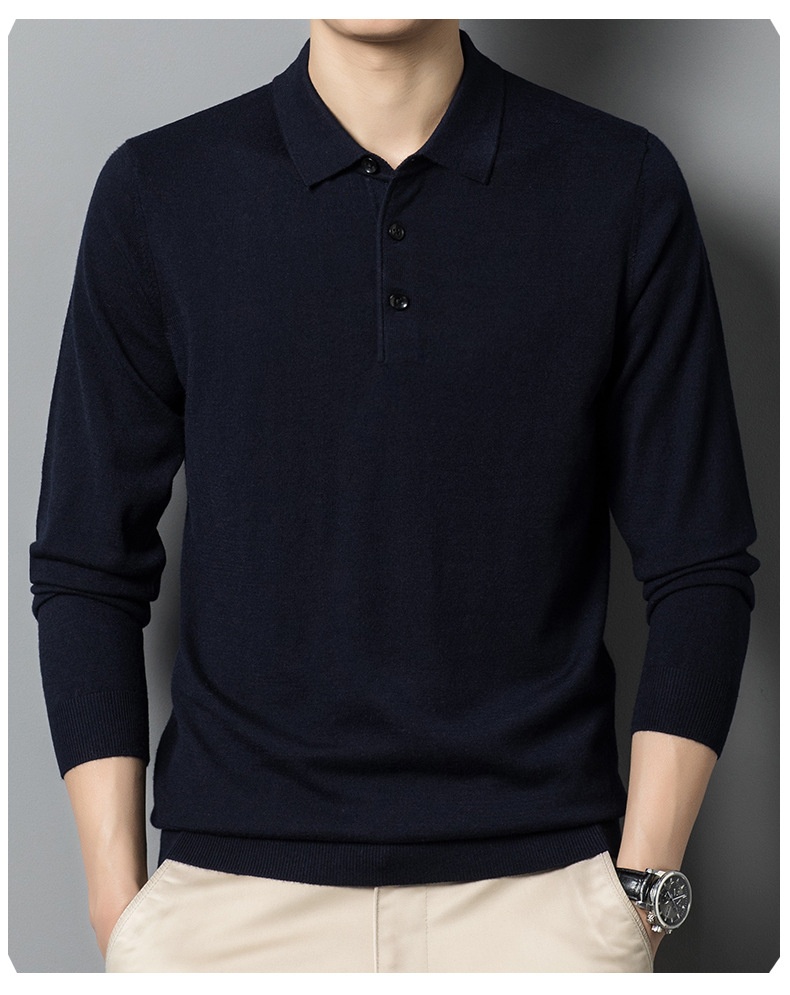 Men's Long Sleeve Knit Polo Sweater