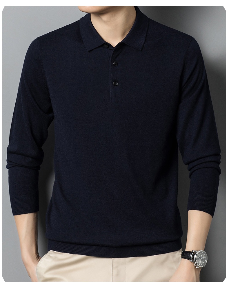 Men's Long Sleeve Knit Polo Sweater