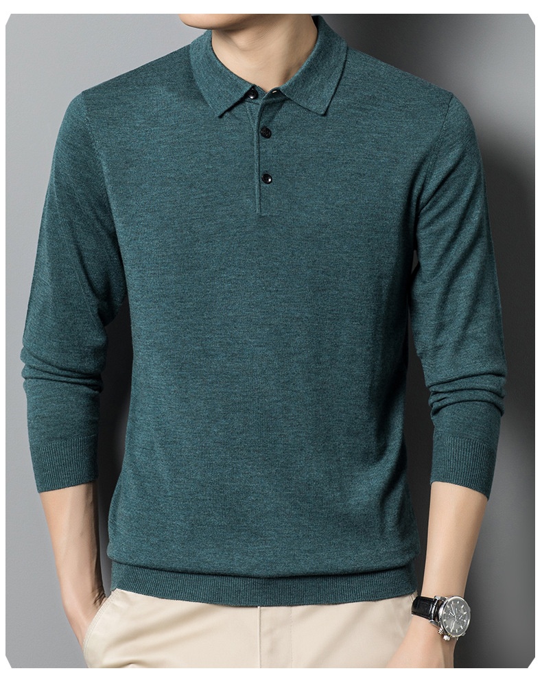 Men's Long Sleeve Knit Polo Sweater