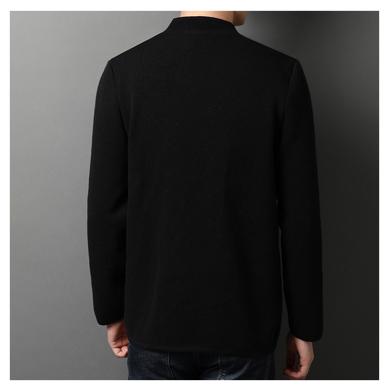 Men's Stand Collar Knit Blazer Cardigan Jacket