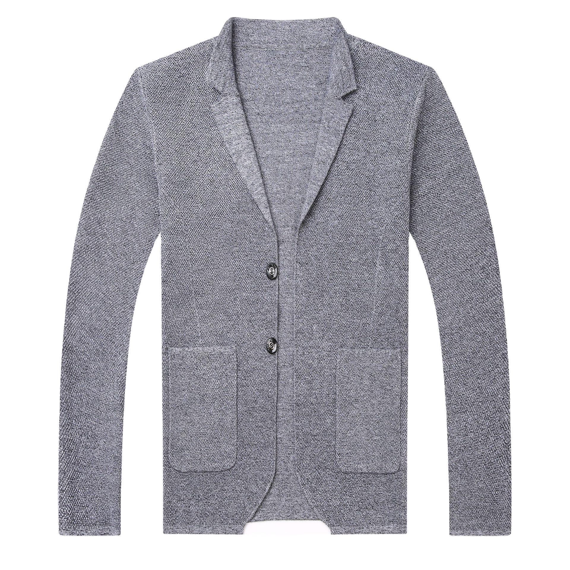 Men's Stand Collar Knit Blazer Cardigan Jacket