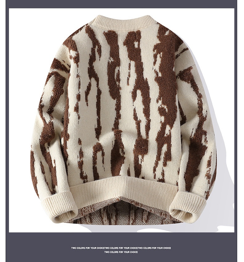 Men's Abstract Pattern Crewneck Knit Sweater